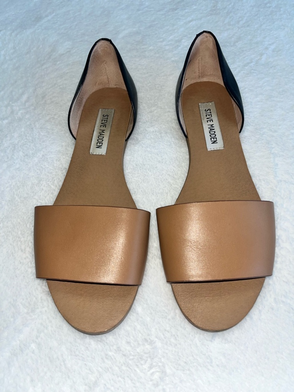 Steve Madden Women's Sidestep D'Orsay Two-Tone Leather  Sandals Minimalist Sz 8